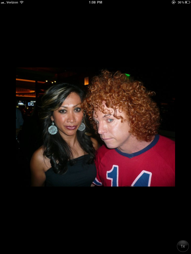 The Founder, Rowena Baraan-Krifaton with Carrot Top at a fundraising event.